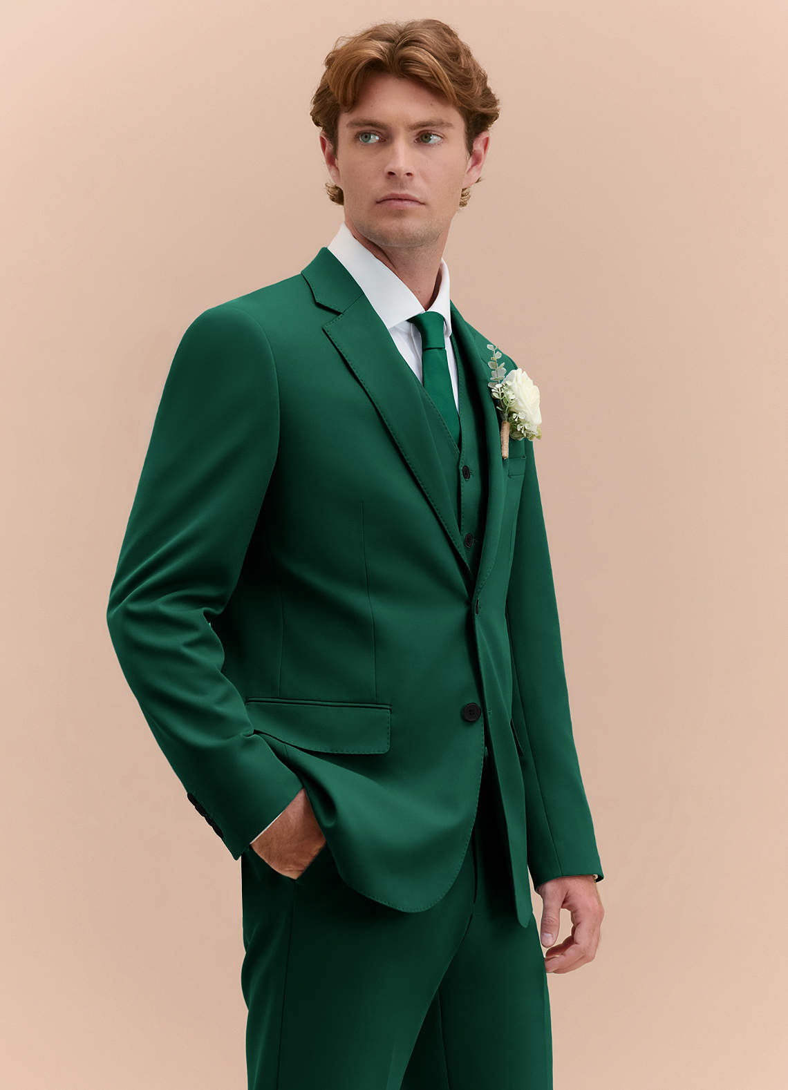 front James Emerald Structured Stretch 3-piece suit