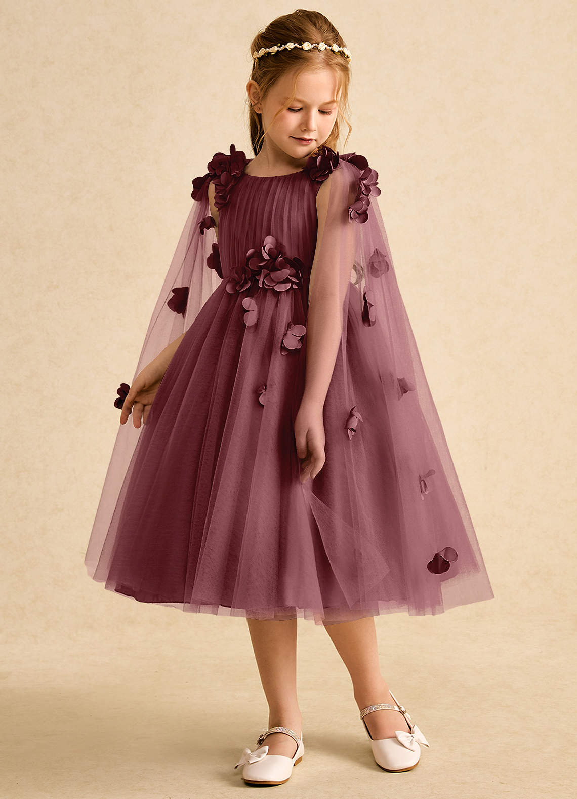 Azazie Staria Desert Rose Ball-Gown Ruched Tulle Dress Azazie AU