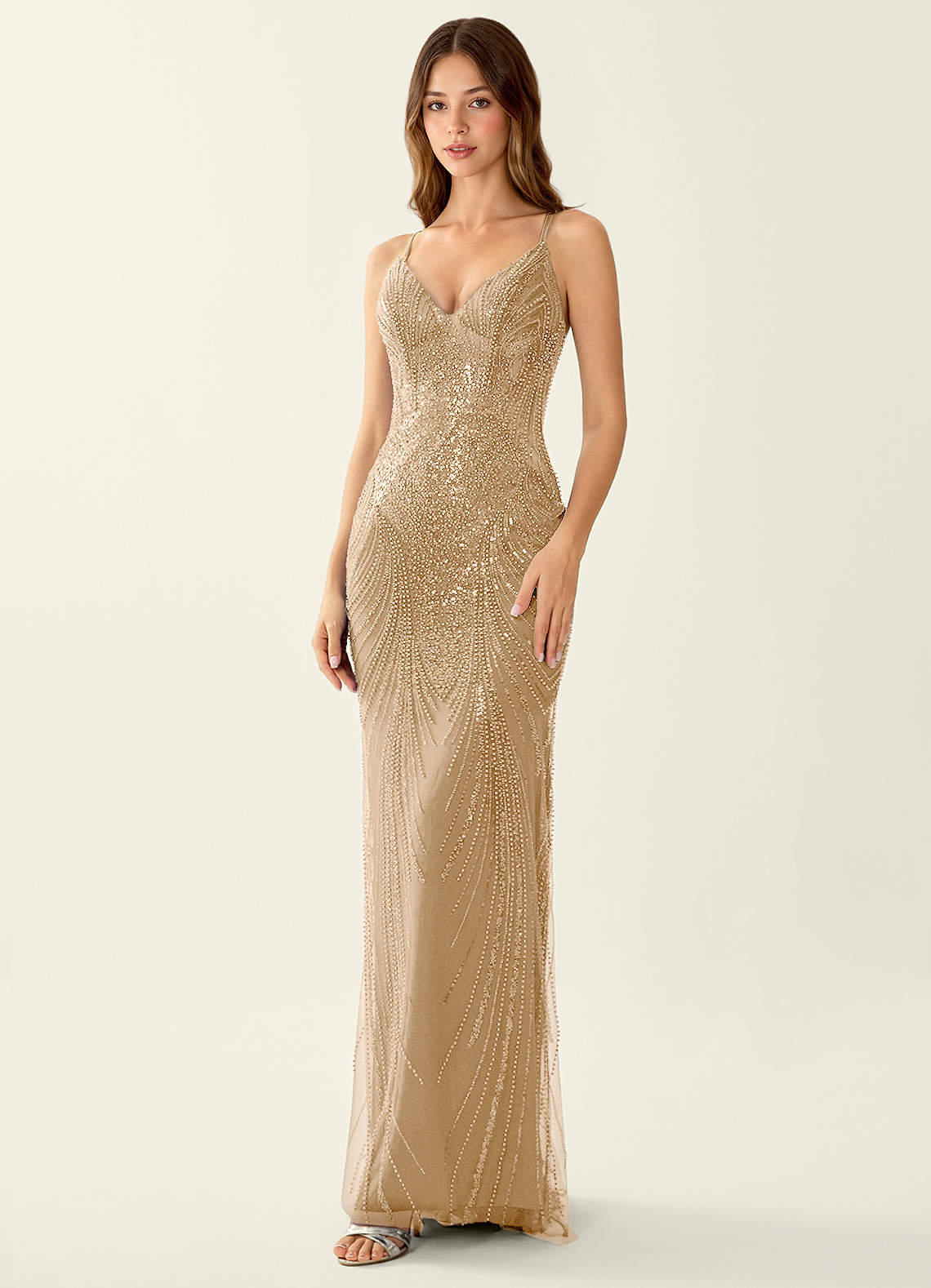 Magnolia Champagne Sequins Mermaid Maxi Dress image3