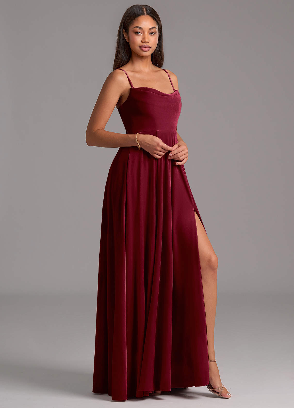 blue dress for baby girl Zapaka Women Burgundy Long Mother of The Bride Dress Velvet V-Neck Back Zipper Evening Dress, Burgundy / US18W main image 1
