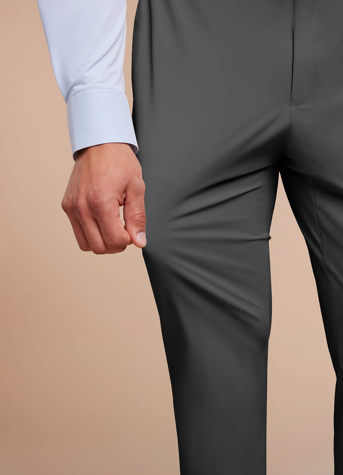 front Vincent Grey Structured High Stretch Dress Pants