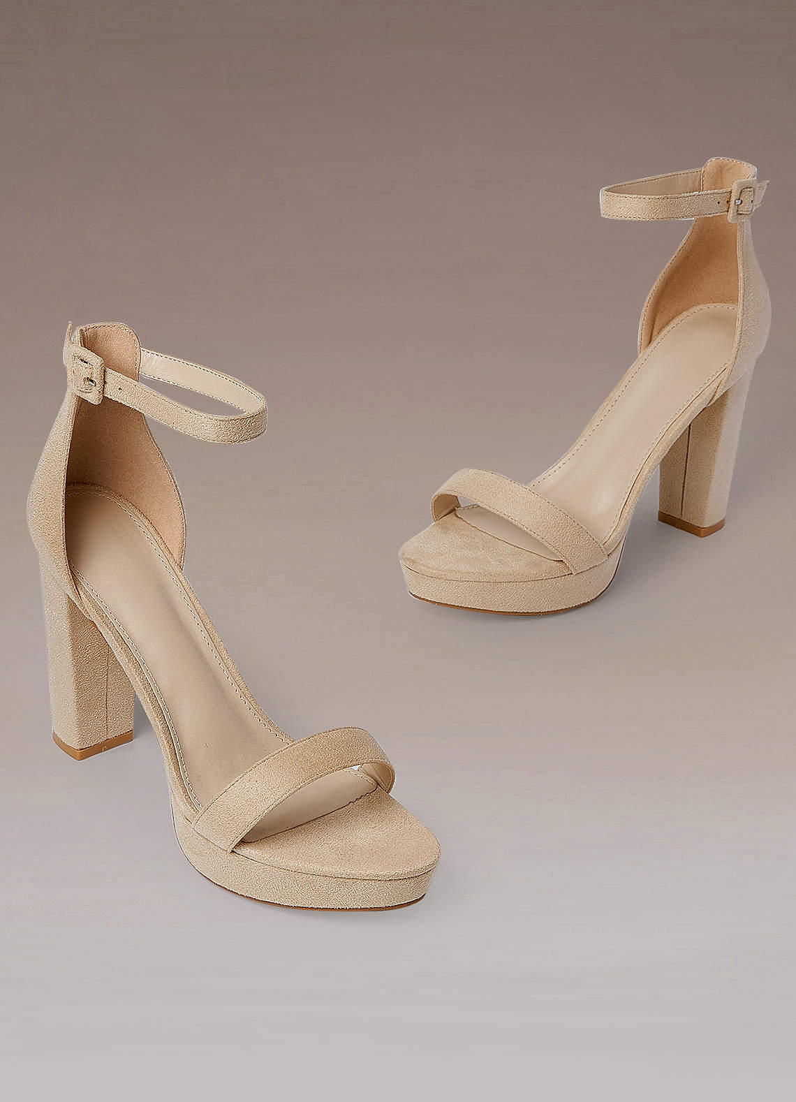 Nude shops suede platform heels