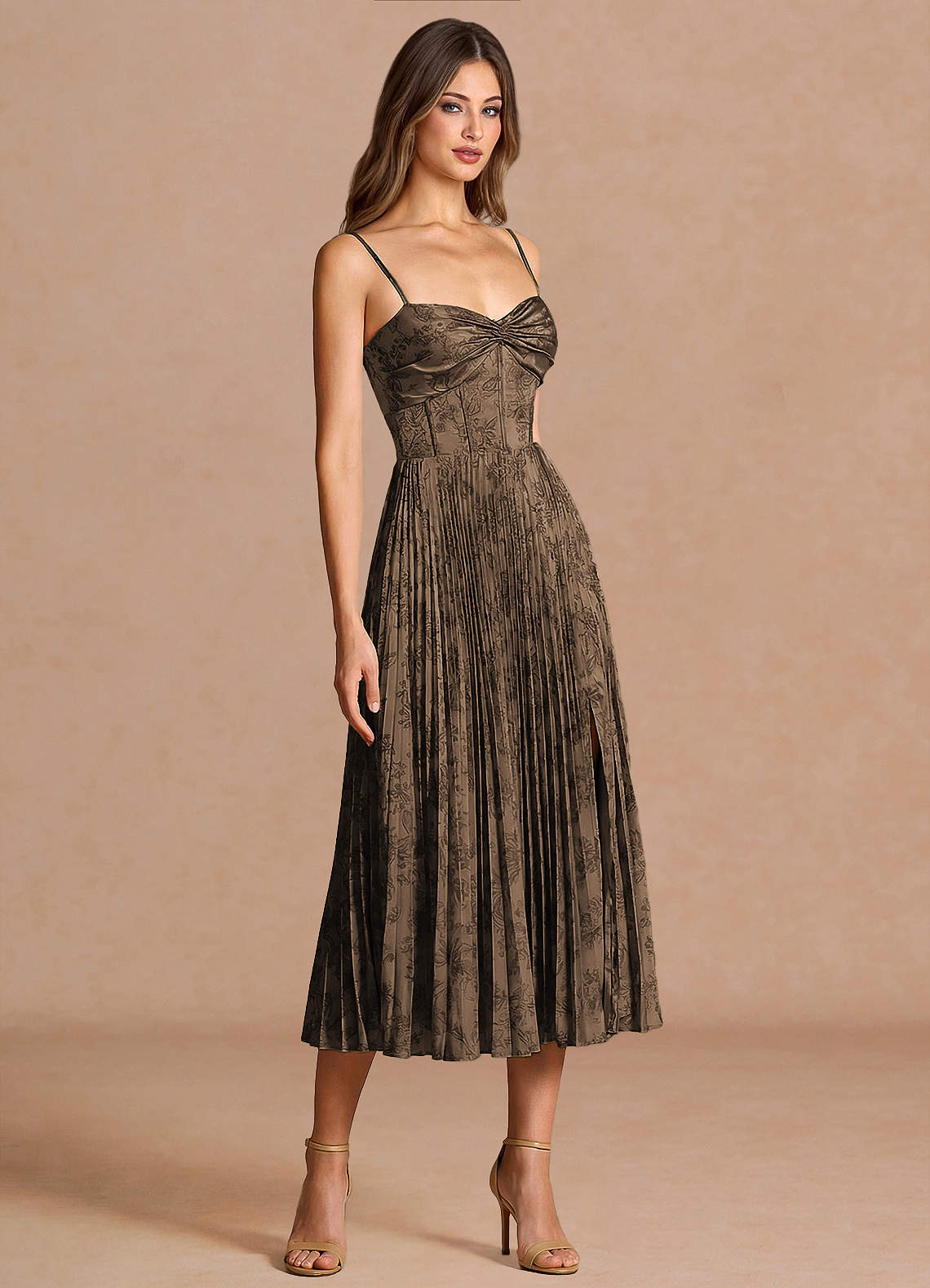 Vesper Coffee Brown Midi Dress