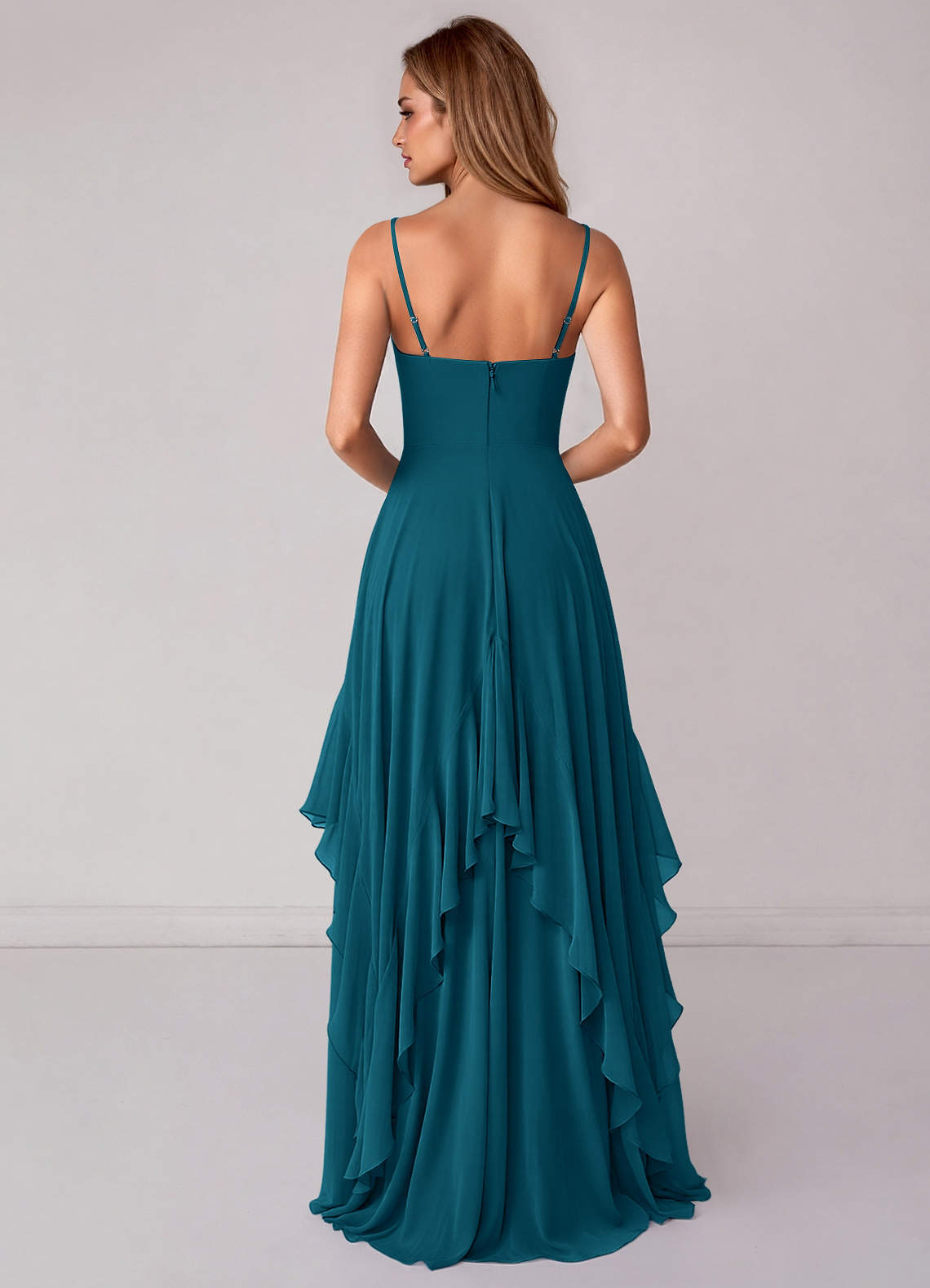 Azazie Zaina Abiti da Damigella Abito A-Line in Chiffon Blu Inchiostro image5