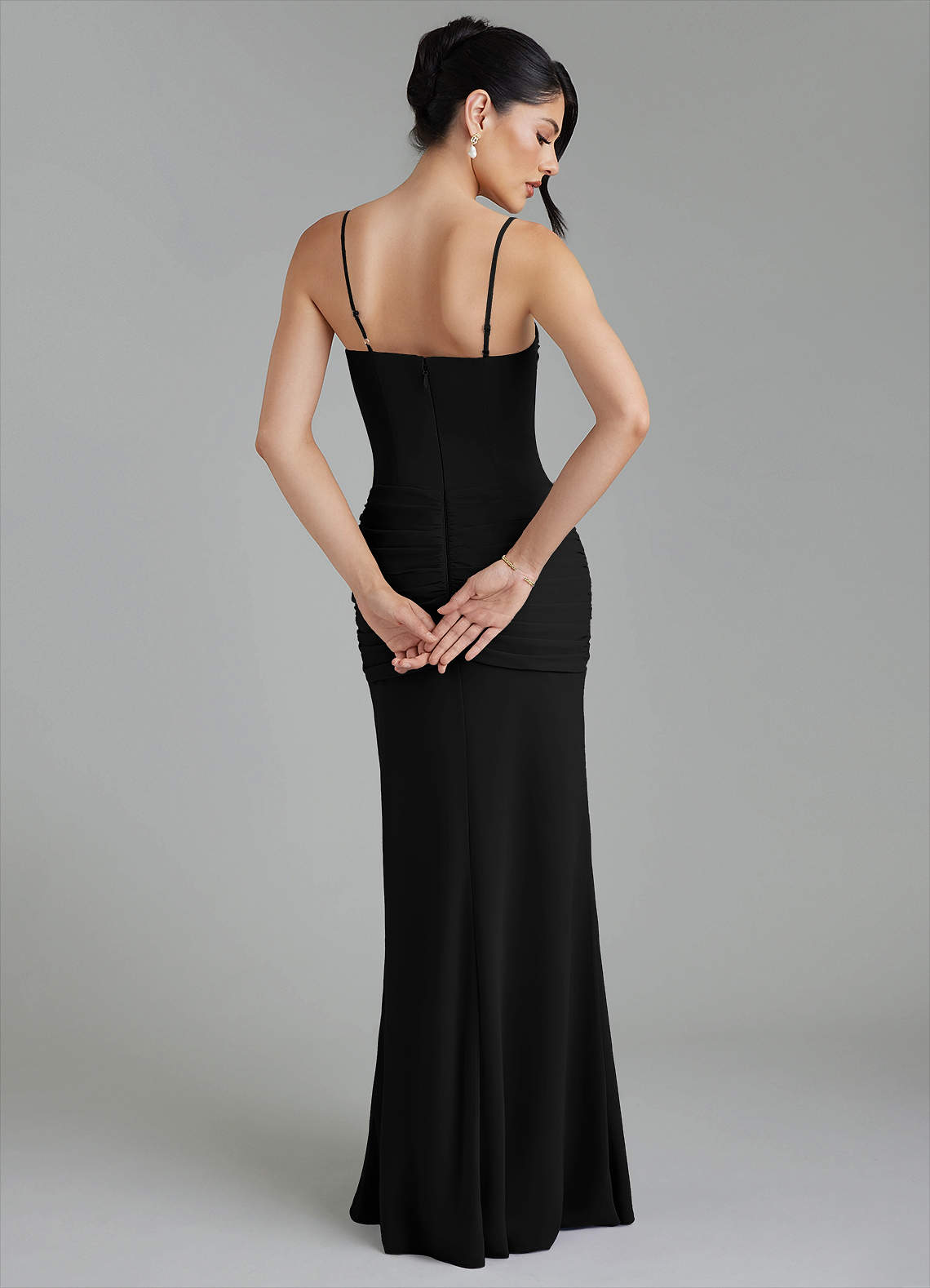 cassie black dress Azazie Size:x-large Featuring small slits on Category:Formal Dresses Ciara Backless Mesh Maxi