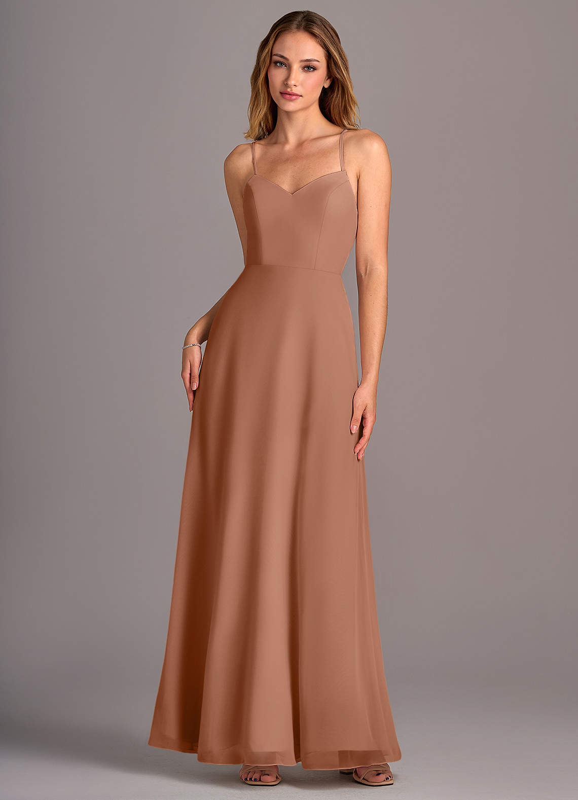 Azazie Mei Abiti da Damigella Abito A-Line in Chiffon Bronzo image1