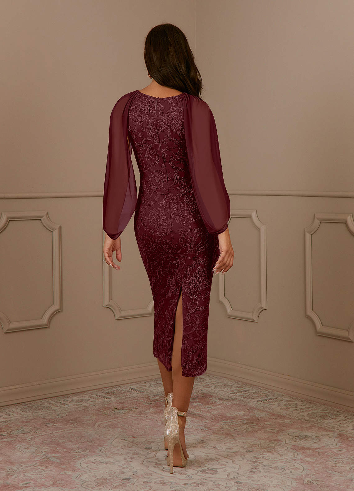 Azazie Mya Mother of the Bride Dresses Cabernet Sheath Scoop lace Lace Dress image1