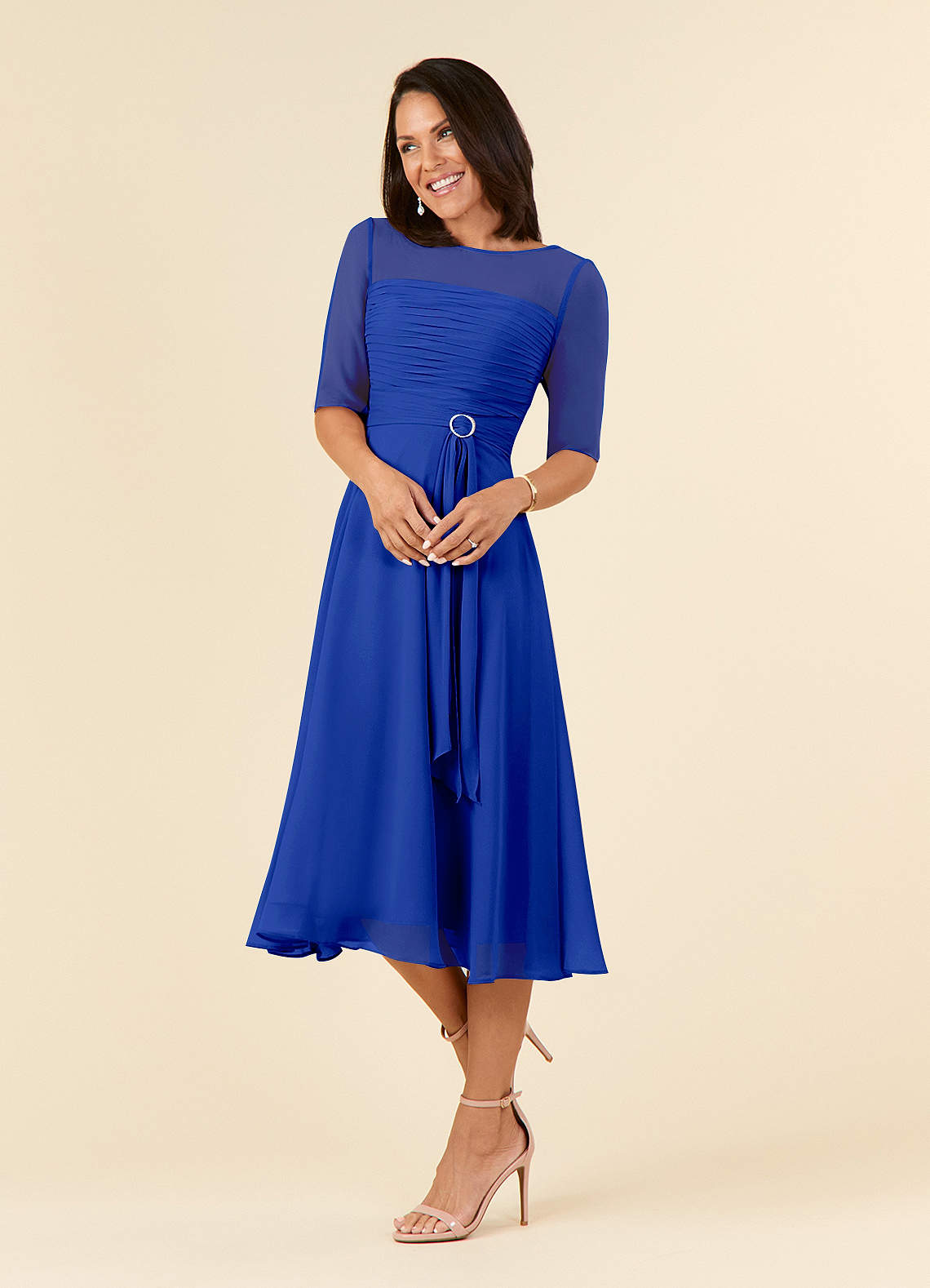 cobalt blue tea length dress 1950s Cobalt Blue Cotton Swing Dress – Unique Vintage