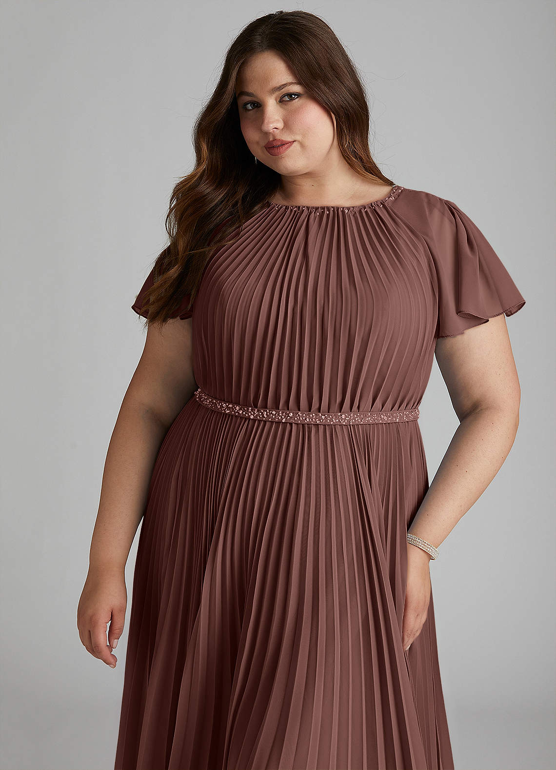 Azazie Kara Modest Bridesmaid Dresses A-Line Pleated Chiffon Floor-Length Dress image14