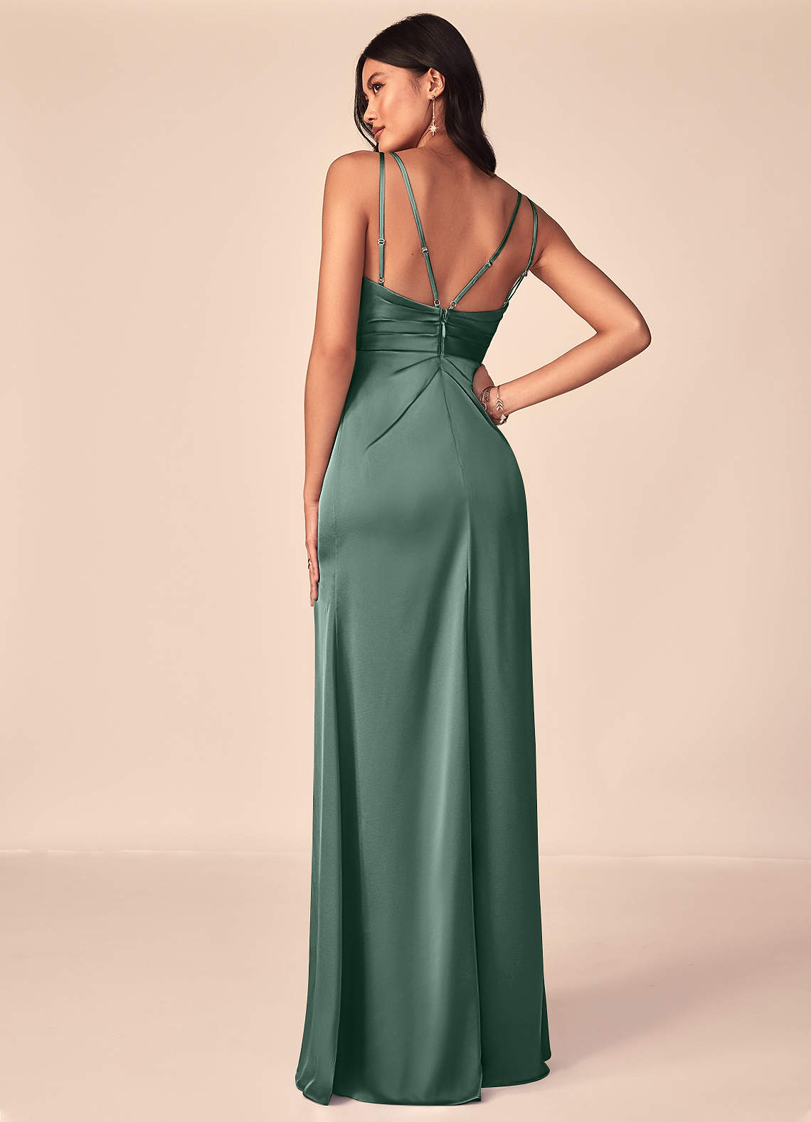 bronze gold bridesmaid dresses Mismatched Gold Satin Mermaid Side Slit Long Bridesmaid Dresses , GRB0003
