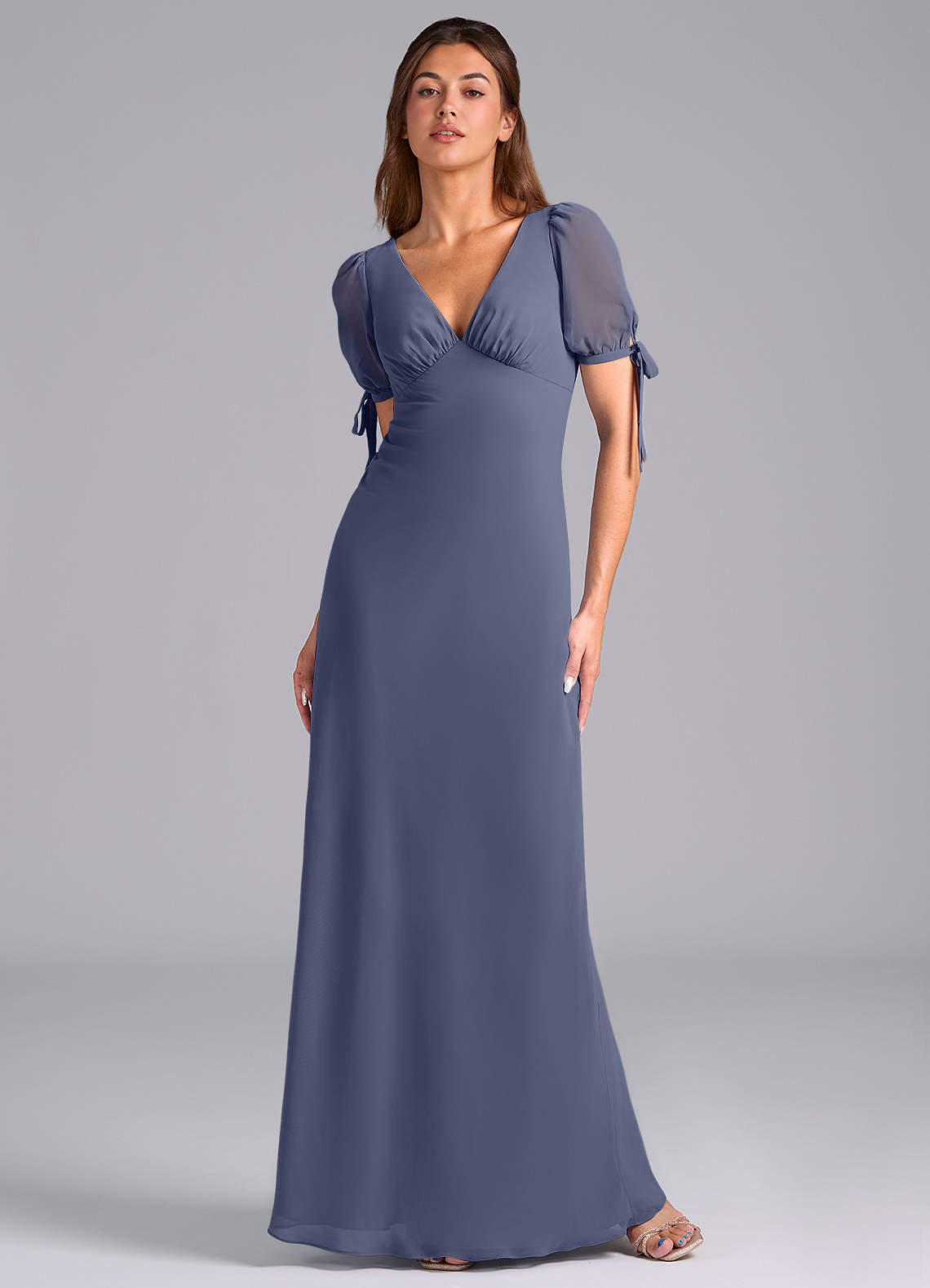 Azazie Pheby Bridesmaid Dresses Stormy A-Line Pleated Chiffon Dress image1