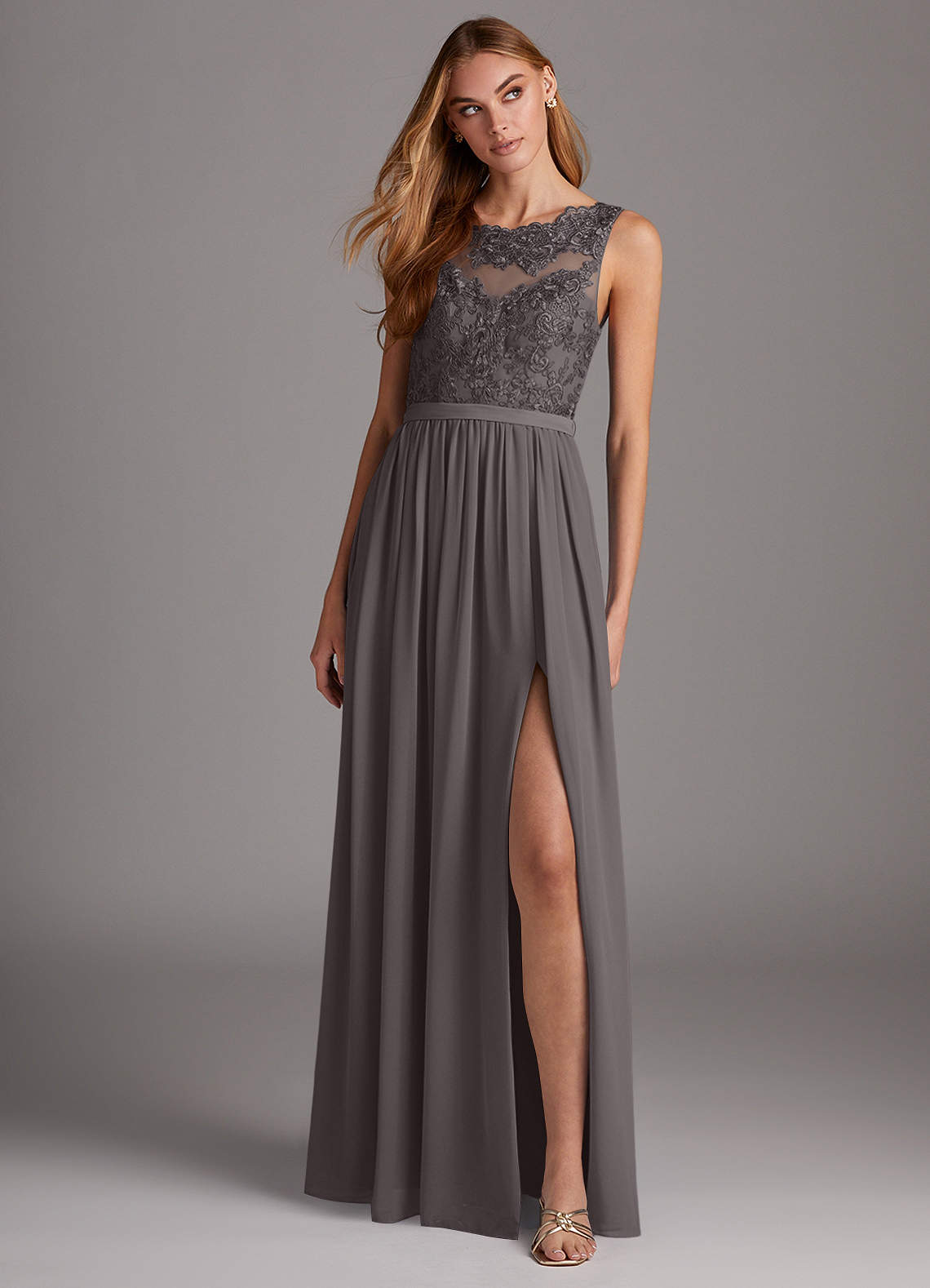 Grey lace bridesmaid dresses on sale