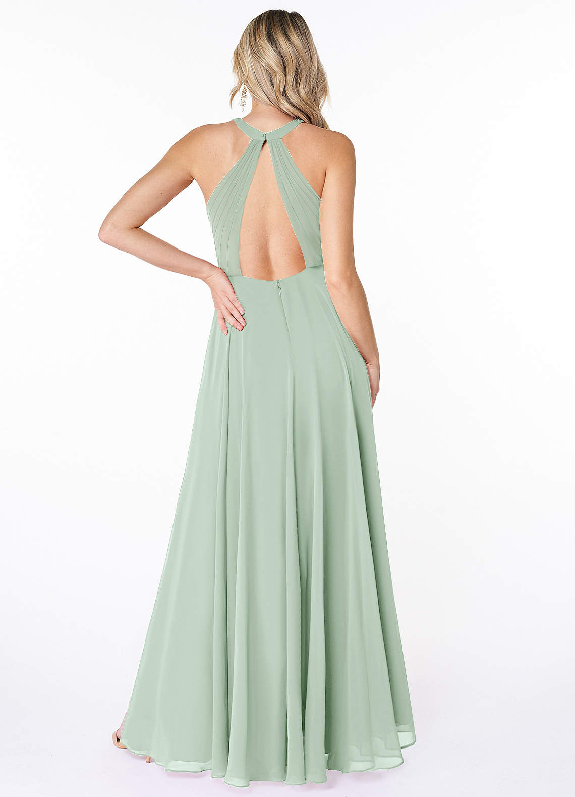 Azazie Amalfi Bridesmaid Dresses A-Line Pleated Chiffon Floor-Length Dress image1