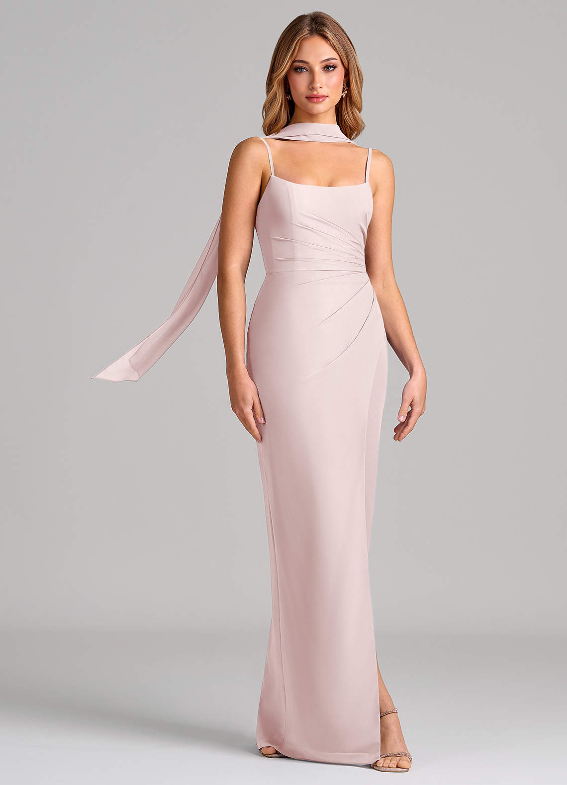 Azazie Calandra Blushing Pink Chiffon Bridesmaid Dresses | Azazie