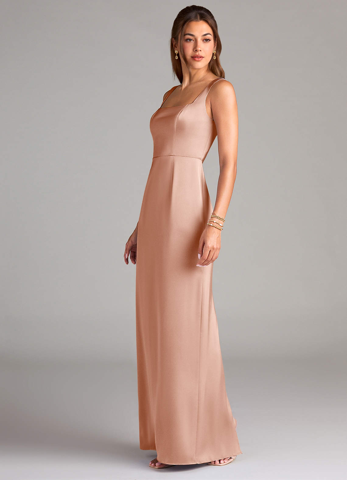 azazie rose gold bridesmaid dresses Florence Waterfall Bridesmaids Dress in Forest Green Satin