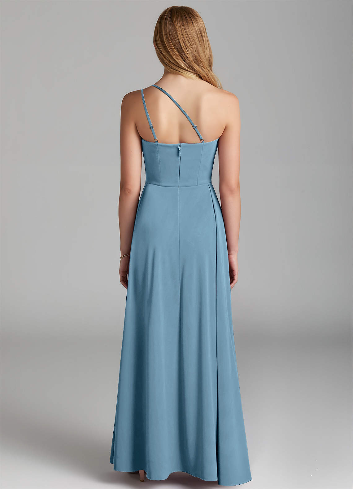 Azazie Maron Junior Linia A Pofałdowany Satyna elastyczna Długość podłogi Młodsza druhna Sukienka image3