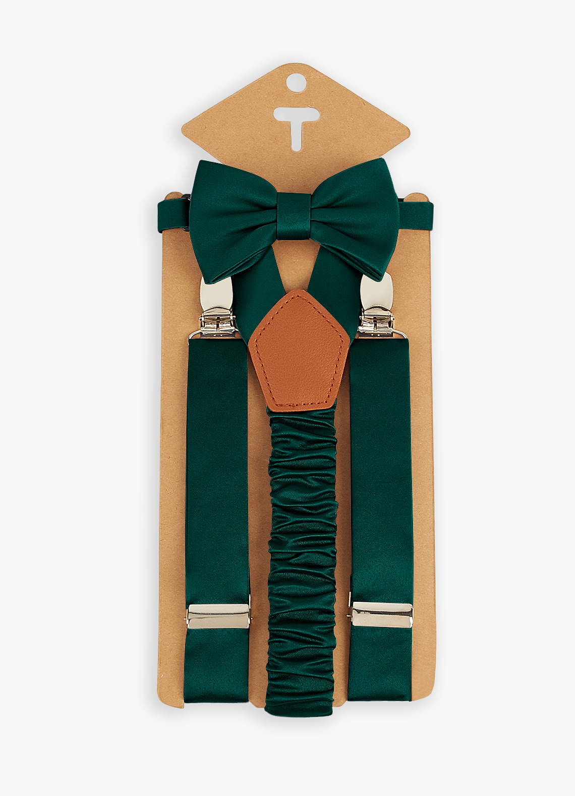 front Boy's Matching Matte Satin Bow Tie & Suspenders Set