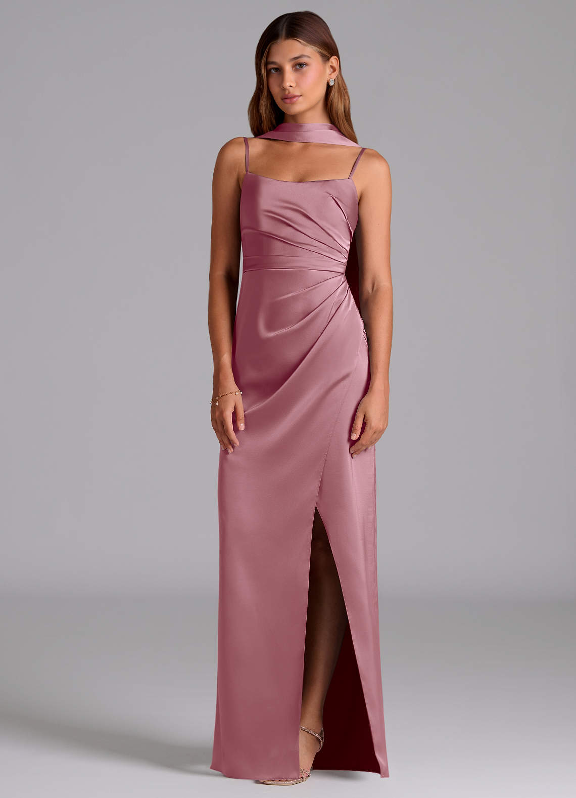 vintage pink bridesmaid dresses Vintage Dusty Pink Mismatched Tea Midi Length Bridesmaid Dresses Fall