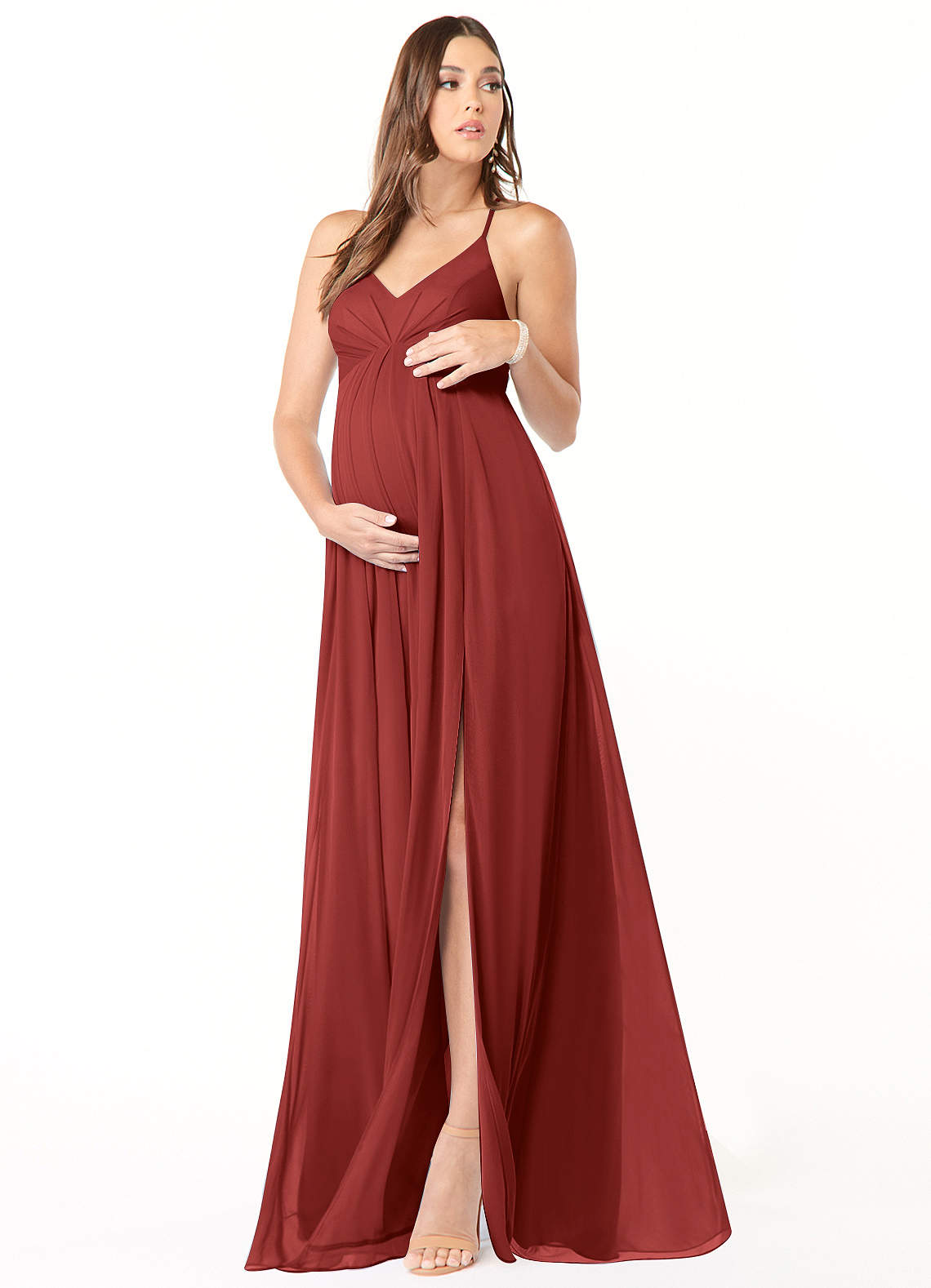 rust maternity bridesmaid dress Azazie Annabelle Bride