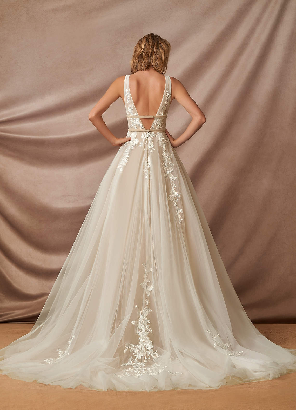 Azazie Lafayette Diamond White Nude A-Line Lace Tulle Dress Ready to Ship |  Azazie