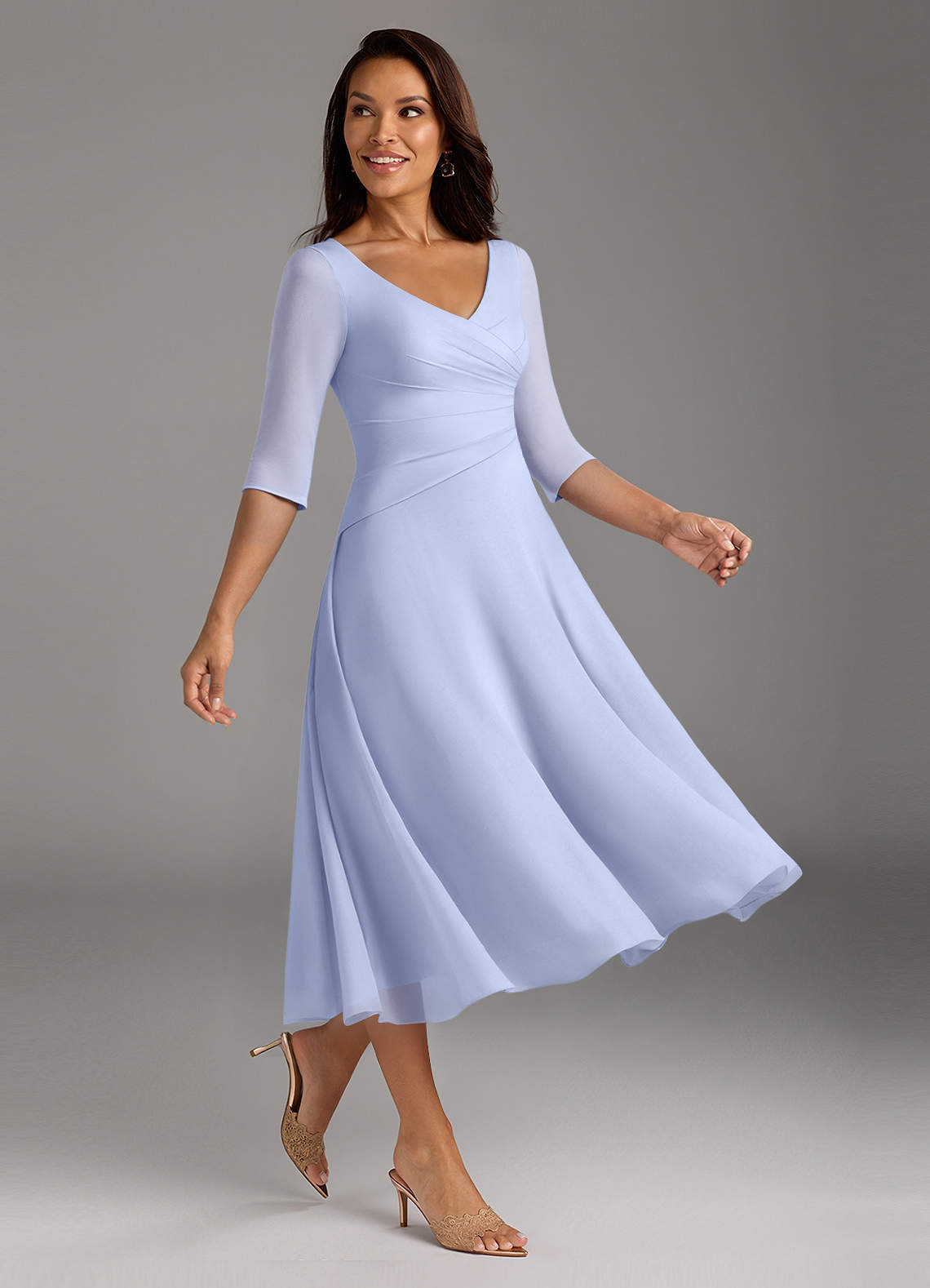 Azazie Durant At-home Try On Dresses Agave A-Line Pleated Chiffon Dress image1