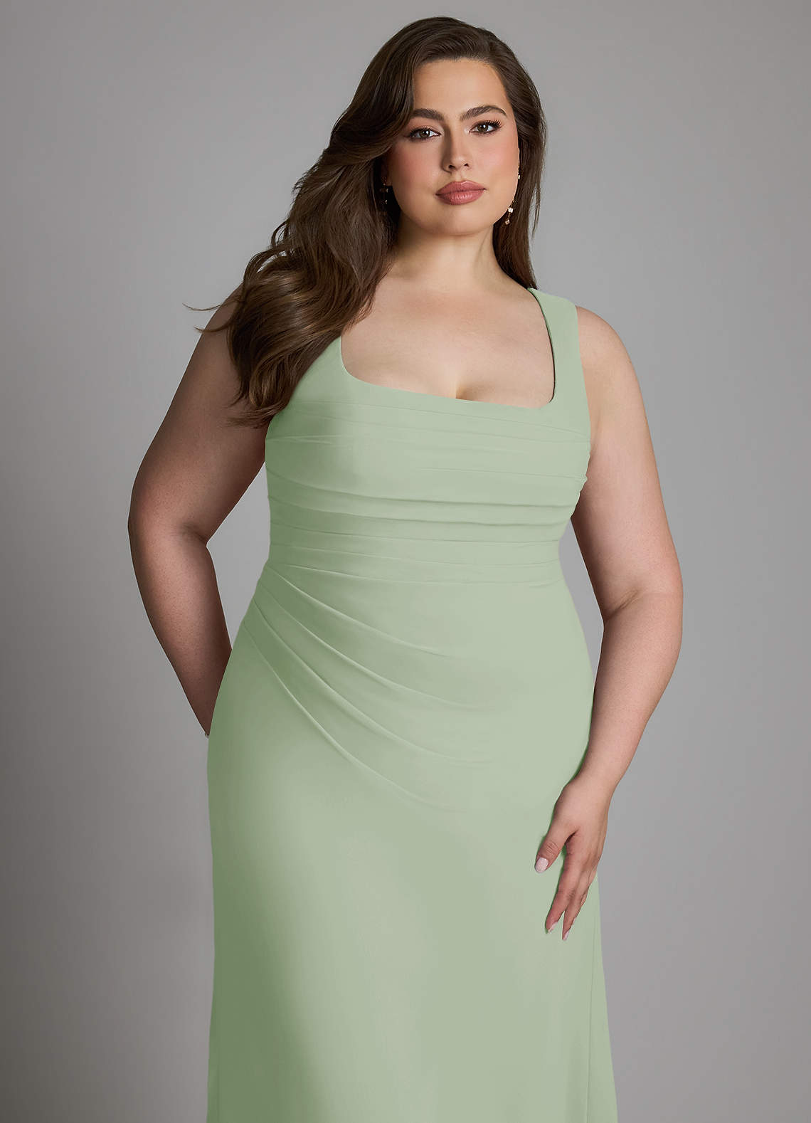 Azazie Agustina Bridesmaid Dresses Dusty Sage Mermaid Corset Chiffon Dress image10