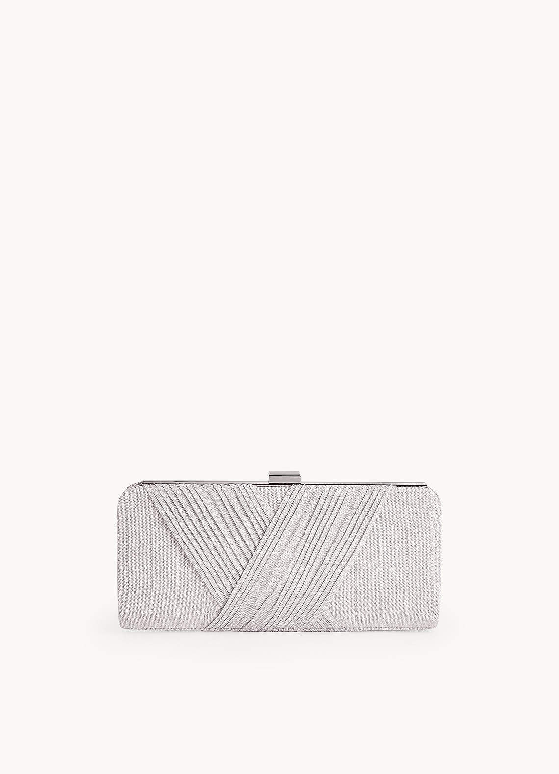 front Glitter Criss Cross Pleats Clutch Bag