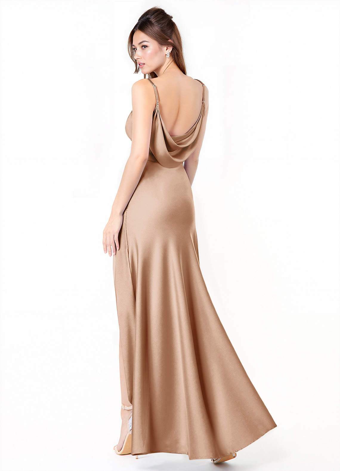 Azazie Alaija Bridesmaid Dresses English Rose Mermaid Side Slit Stretch Satin Dress image1