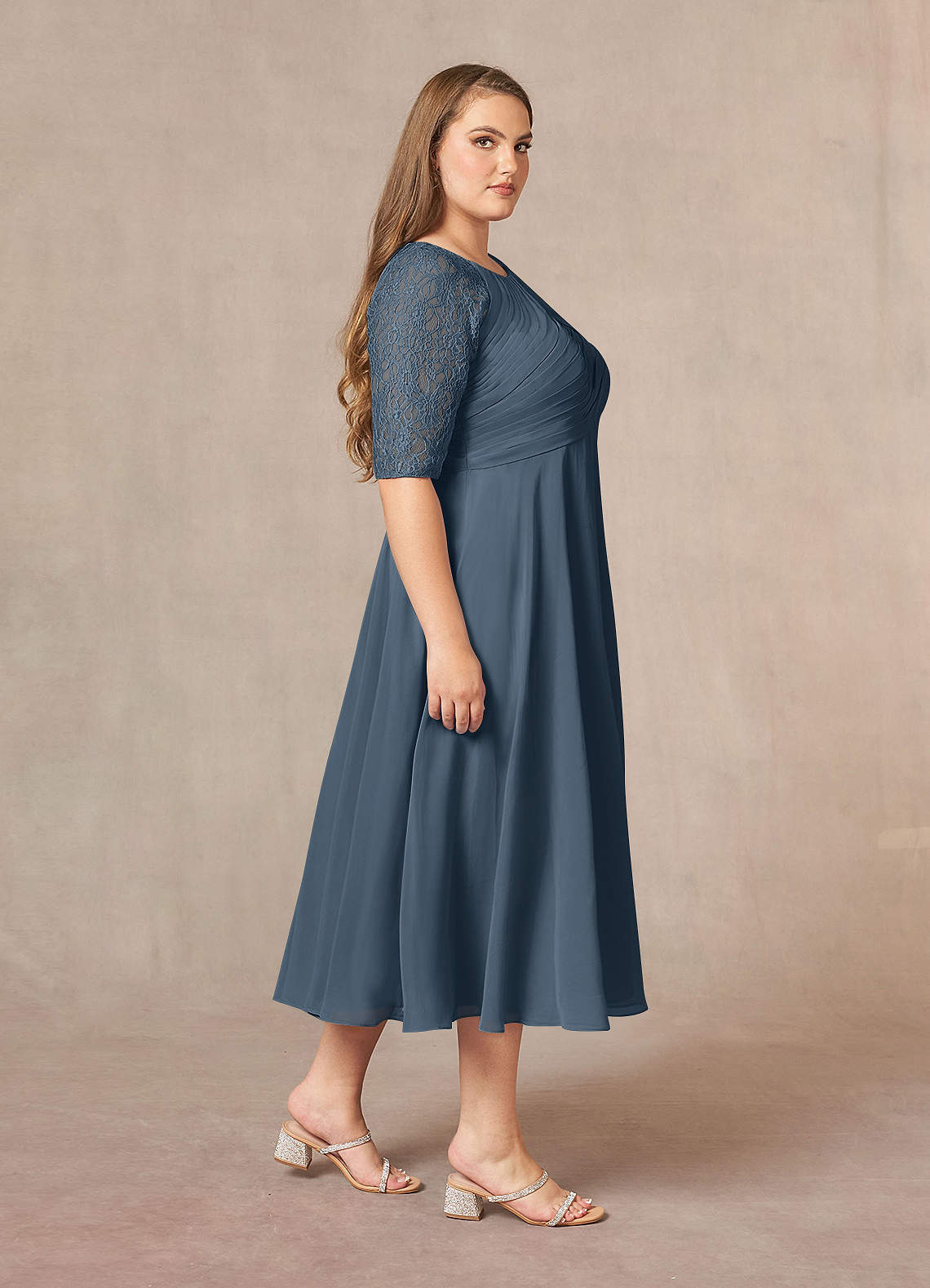 Azazie Dorothea Mother of the Bride Dresses Neptune A-Line Scoop lace Chiffon Dress image6
