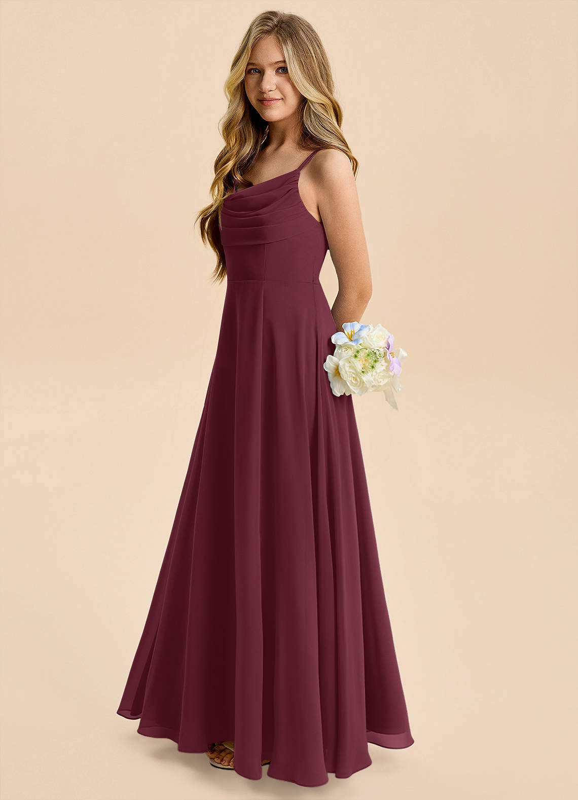 cabernet junior bridesmaid dresses Azazie A-Line/Princess Scoop Neck Floor-Length Chiffon Azazie dress Little Heart Collection Silk in-the-navy-A The scoop neck enhances Size:us:16