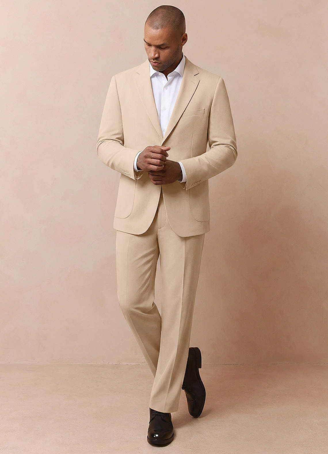 front Owen Tan Lightweight Tailored Trousers Suit