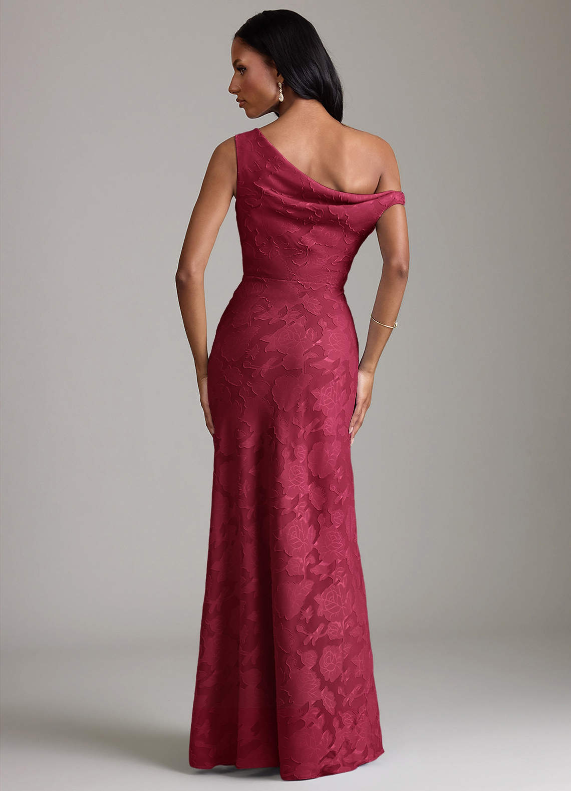 Azazie Emerson Vestidos de damas de honor Vestido de Borgoña de Devorado Floral de Corte Sirena con Vestidos sin tirantes image5