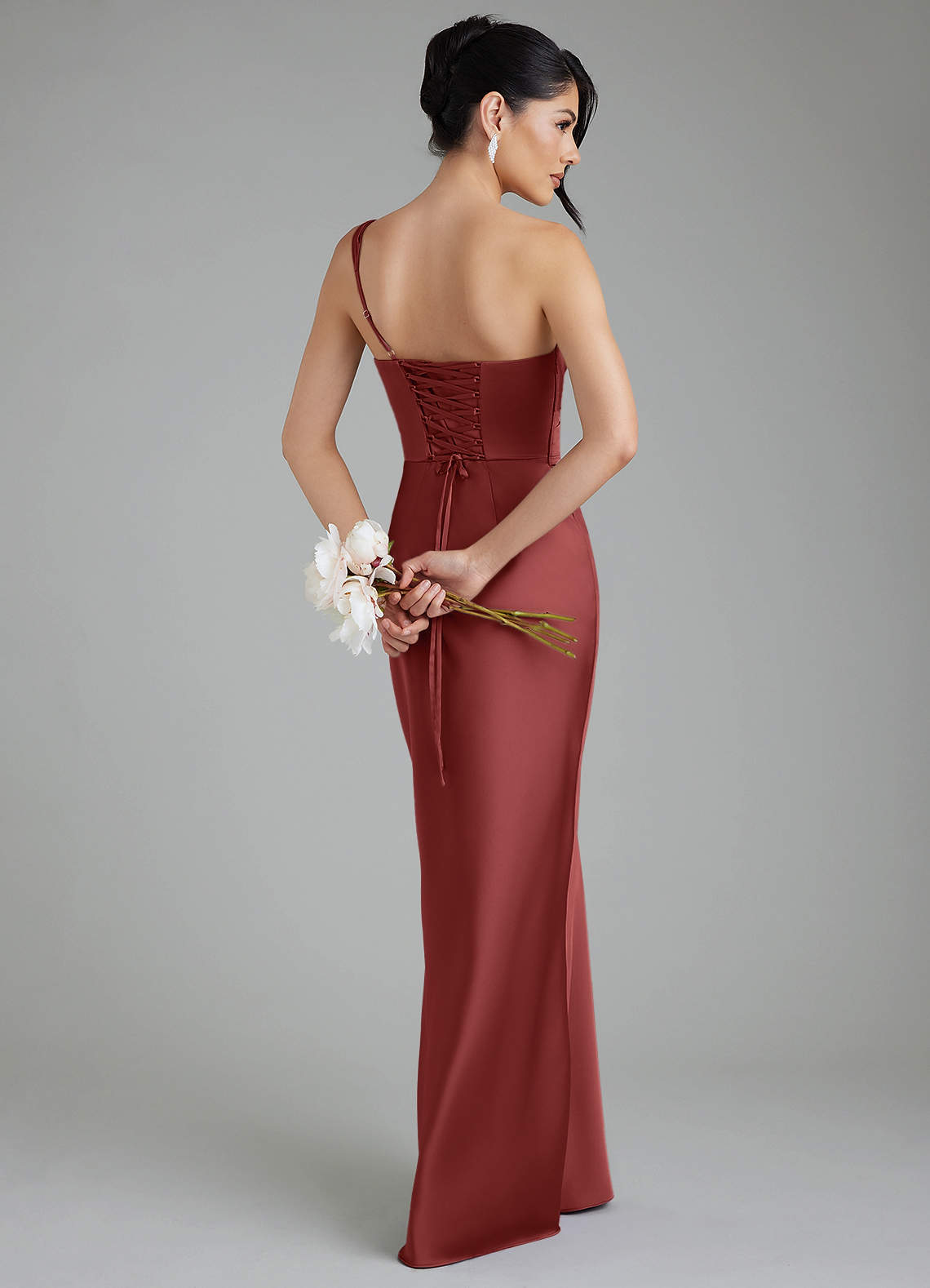 Azazie Sabrina Terracotta Stretch Satin Bridesmaid Dresses