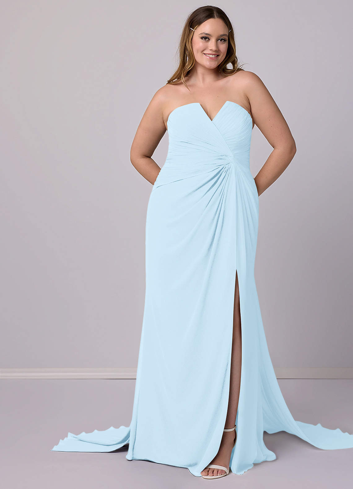 Barbie ♥ Azazie Bridesmaid Dresses Mermaid Strapless Chiffon Court Train Dress image9
