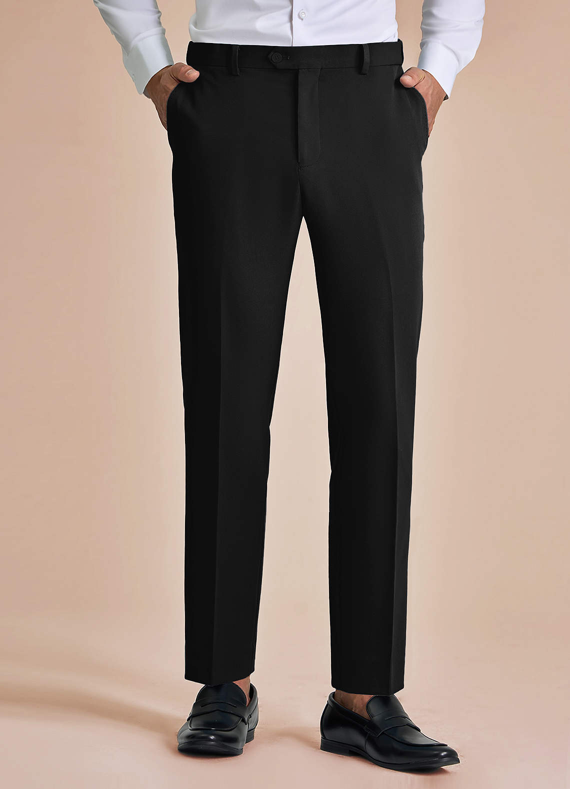 front James Black Structured Stretch Dress Pants