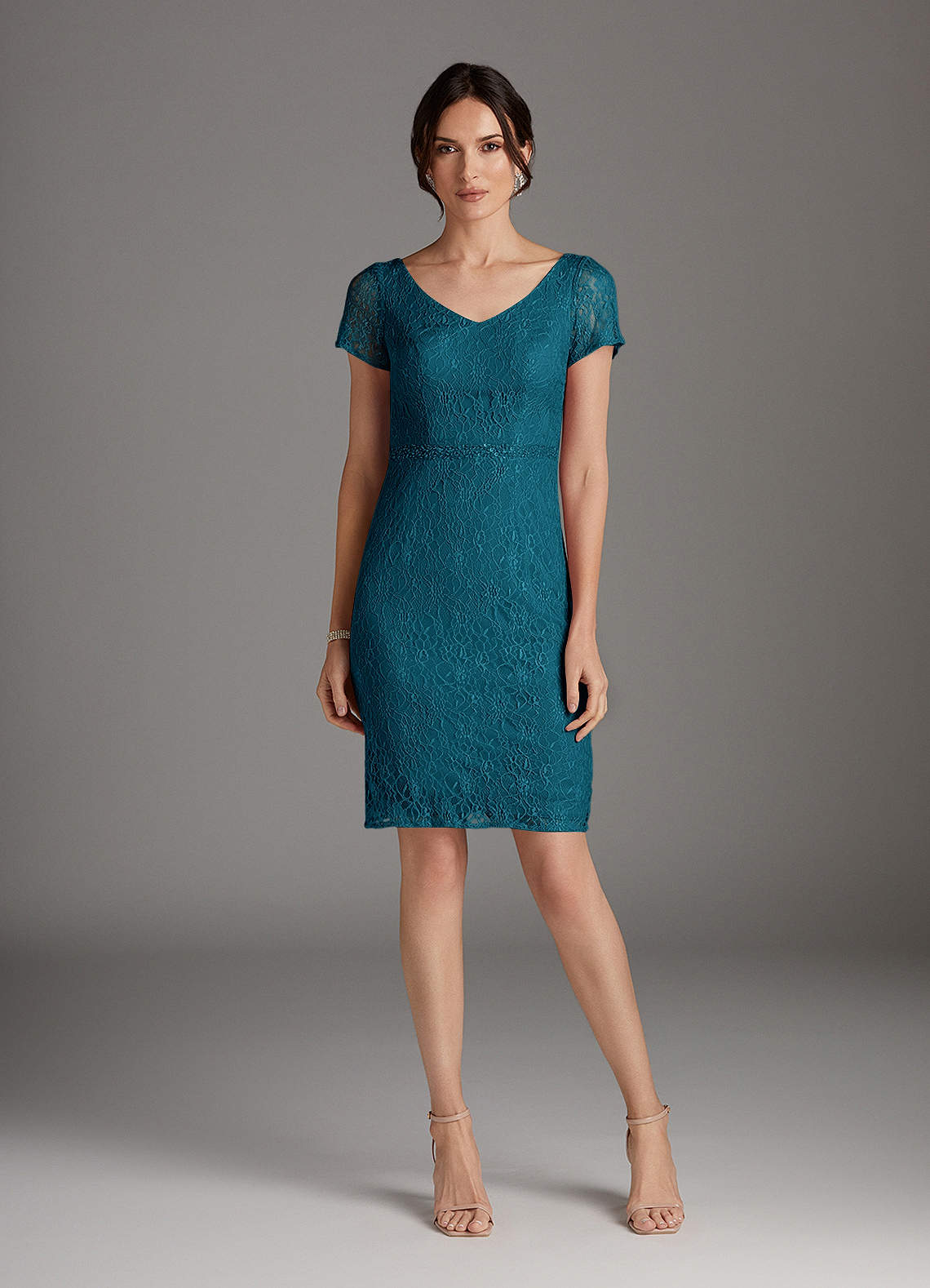 Azazie Lucilia Mother of the Bride Dresses Ink Blue Sheath Lace Dress image1