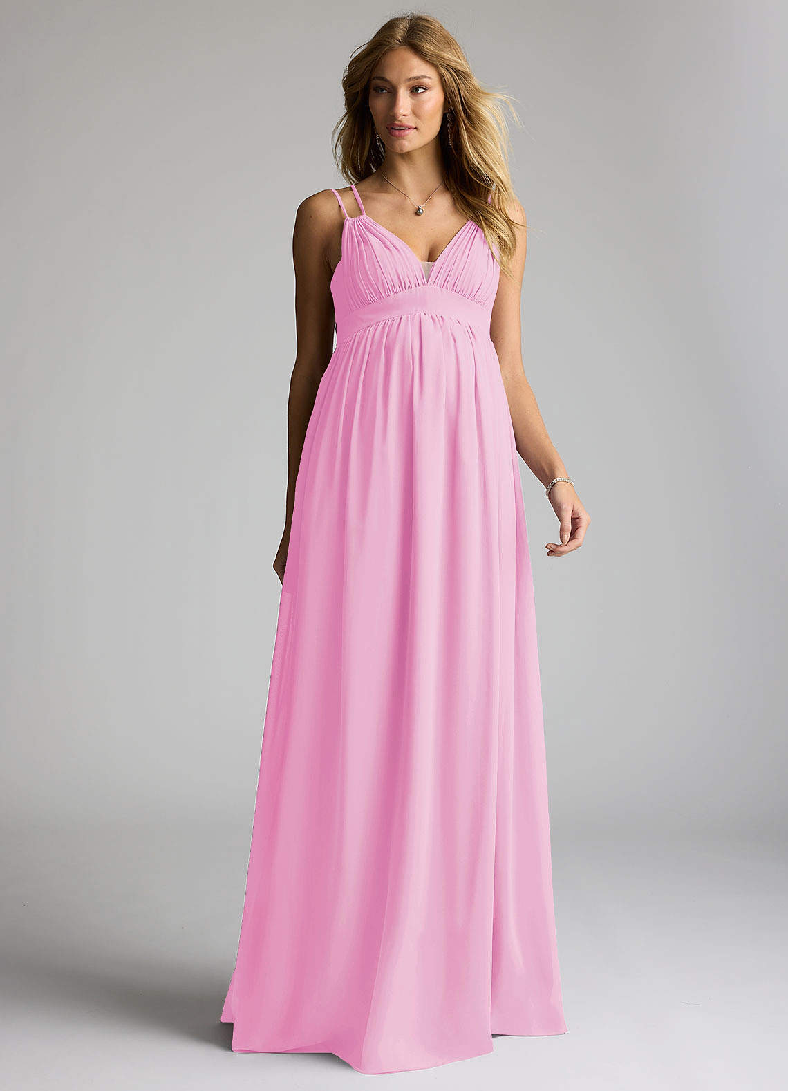 Azazie Emree Maternity Bridesmaid Dresses A-Line Chiffon Floor-Length Dress image1