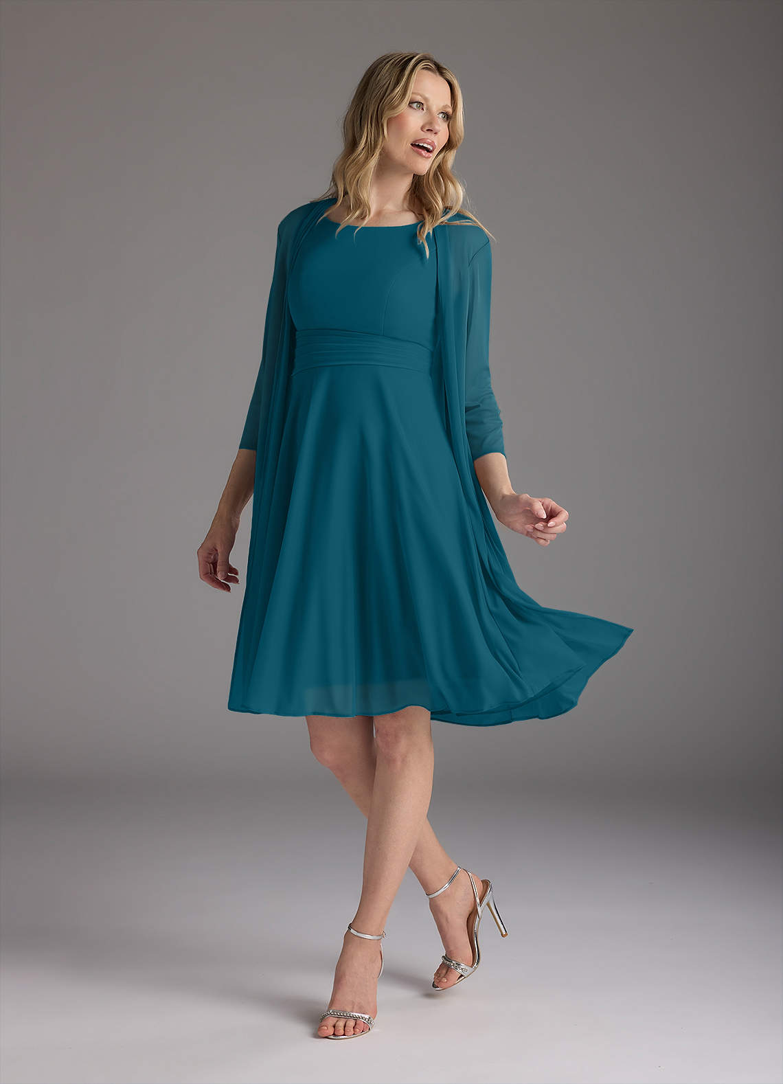 Azazie Sunny Abiti per la Madre della Sposa Abito A-Line in Maglia Plissettato Blu Inchiostro image1