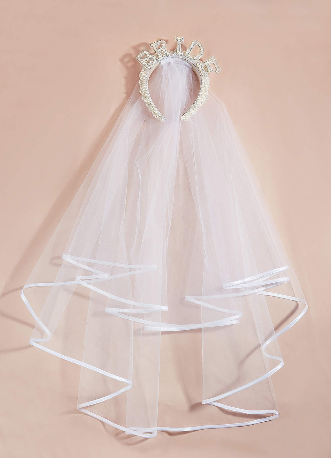 front Bridal Pearl Veil Headband