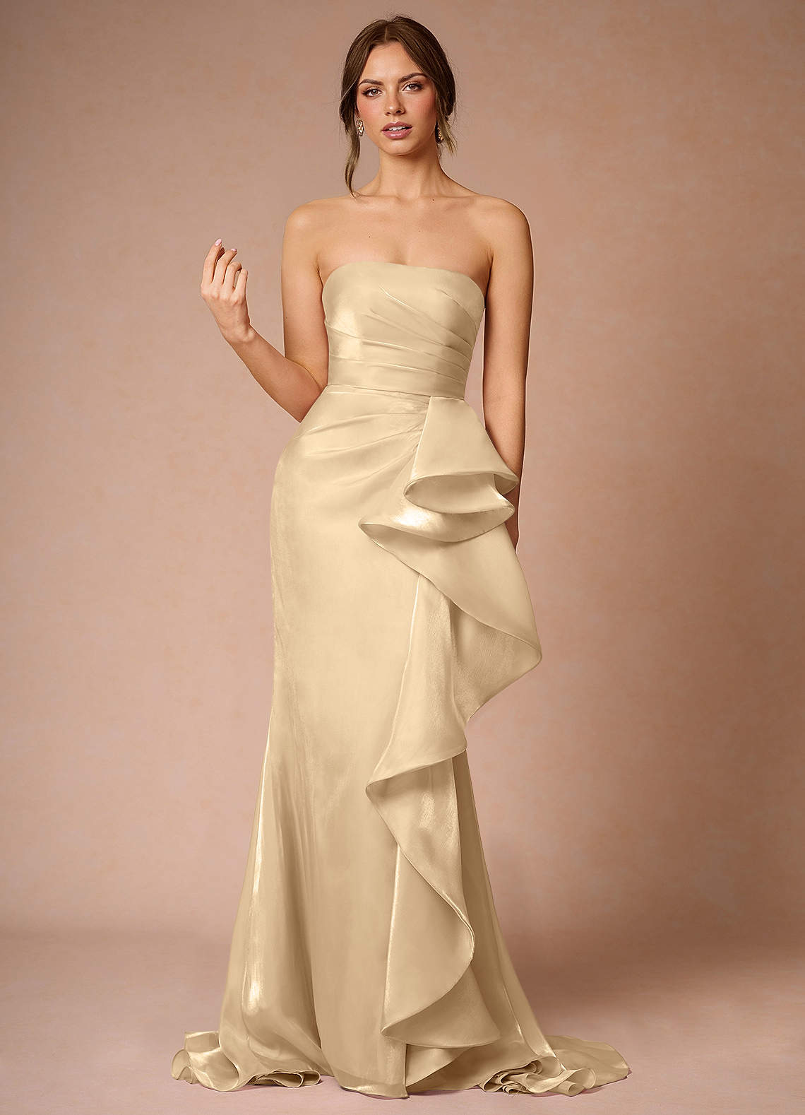 Cressidia Champagne Strapless Gown Ready to Ship | Azazie Cressidia Champagne Strapless Gown Ready to Ship | Azazie