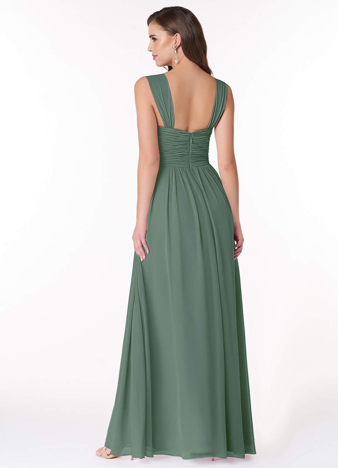 Sweetheart A-Line Ruched Chiffon Dress Grape main image 1