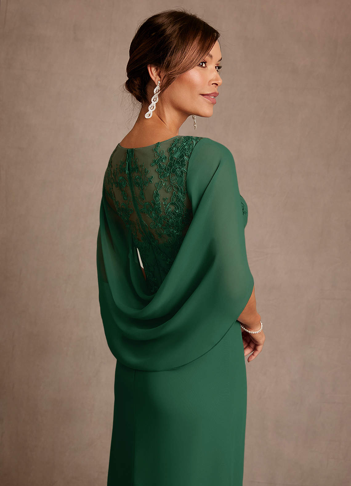 Azazie Santa Clara Mother of the Bride Dresses Dark Green A-Line Lace Dress image5