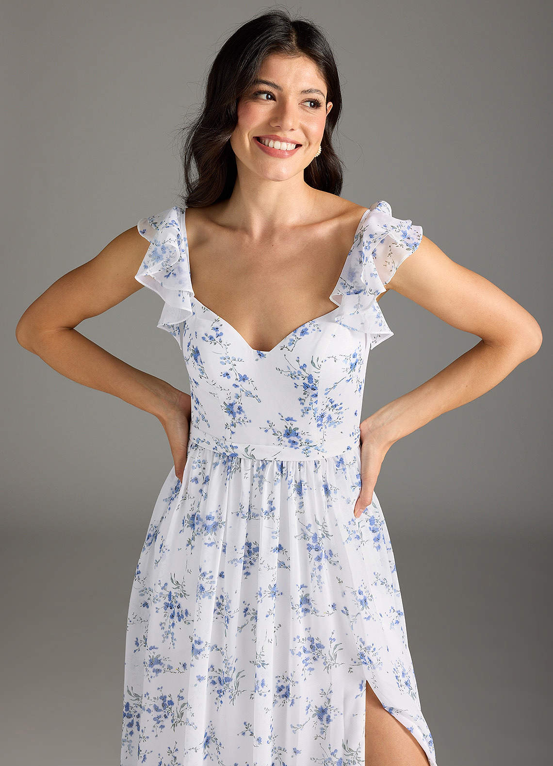 Elegant V-Neck Floral Dress with Adjustable Straps Elegant V-Neck Floral Dress with Adjustable Straps