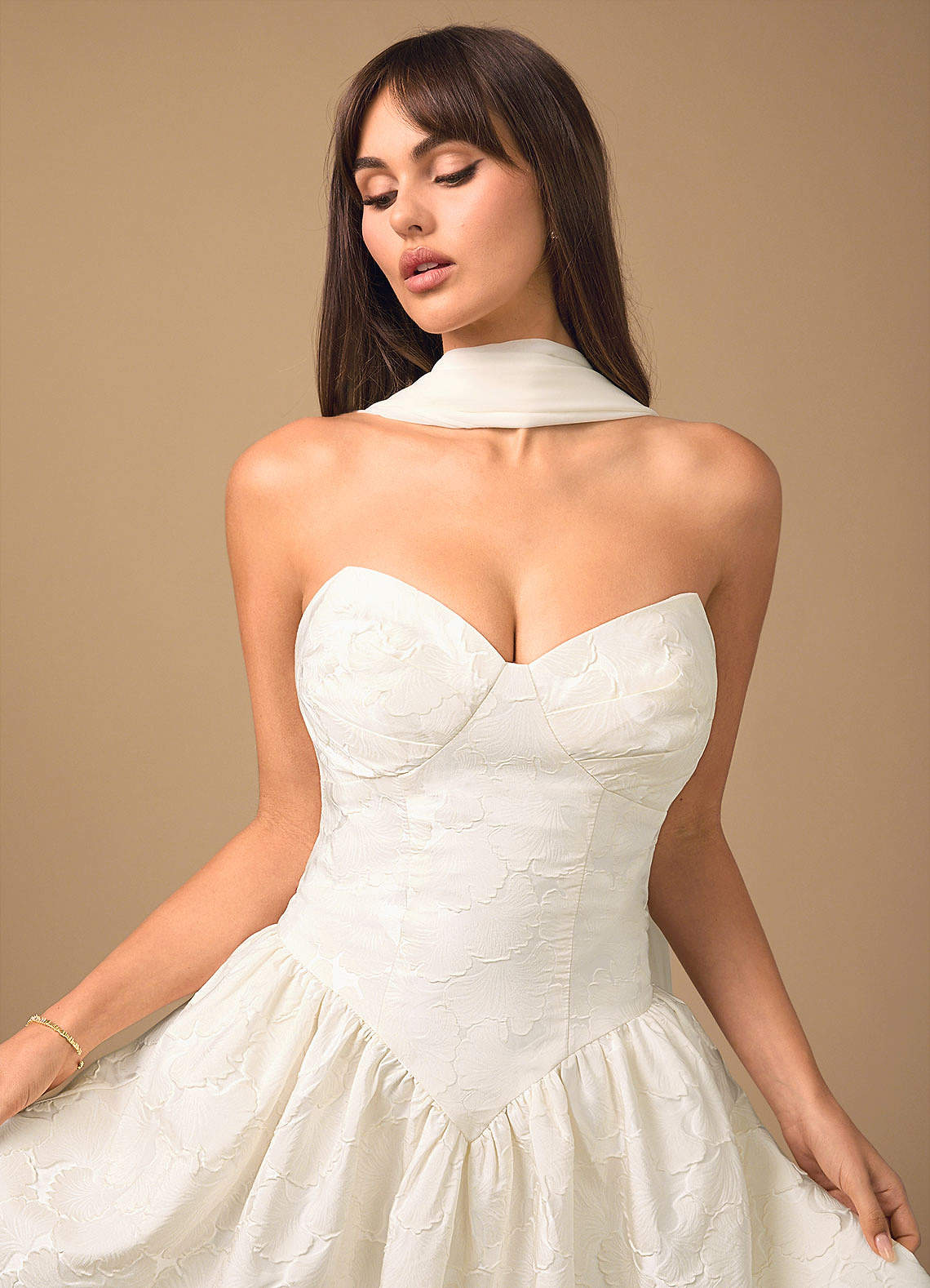 Astra French White Mini Dress | Azazie