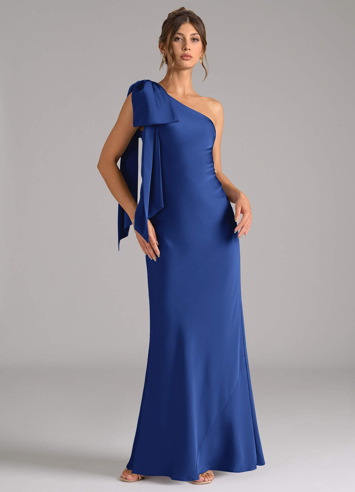 blue dress for baby girl Royal Blue Bridesmaid Dress with Lace Keyhole Back main image 1