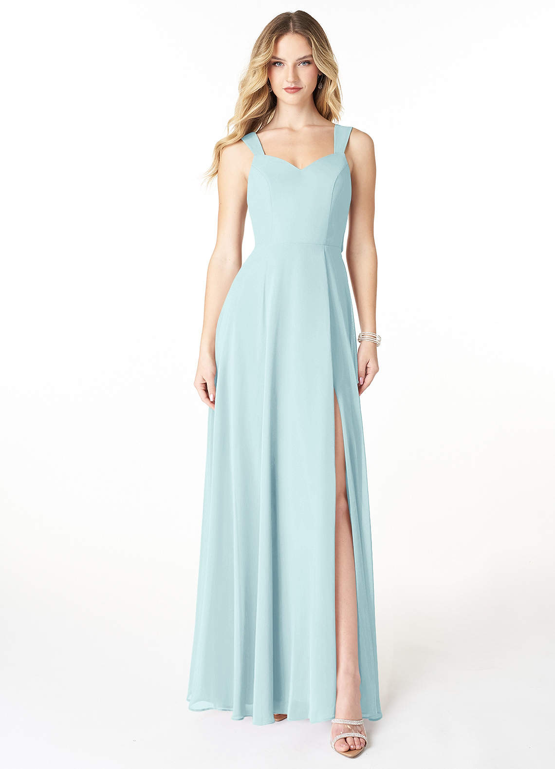 Azazie Julie Bridesmaid Dresses Sea Glass A-Line Sweetheart Neckline Chiffon Dress image1
