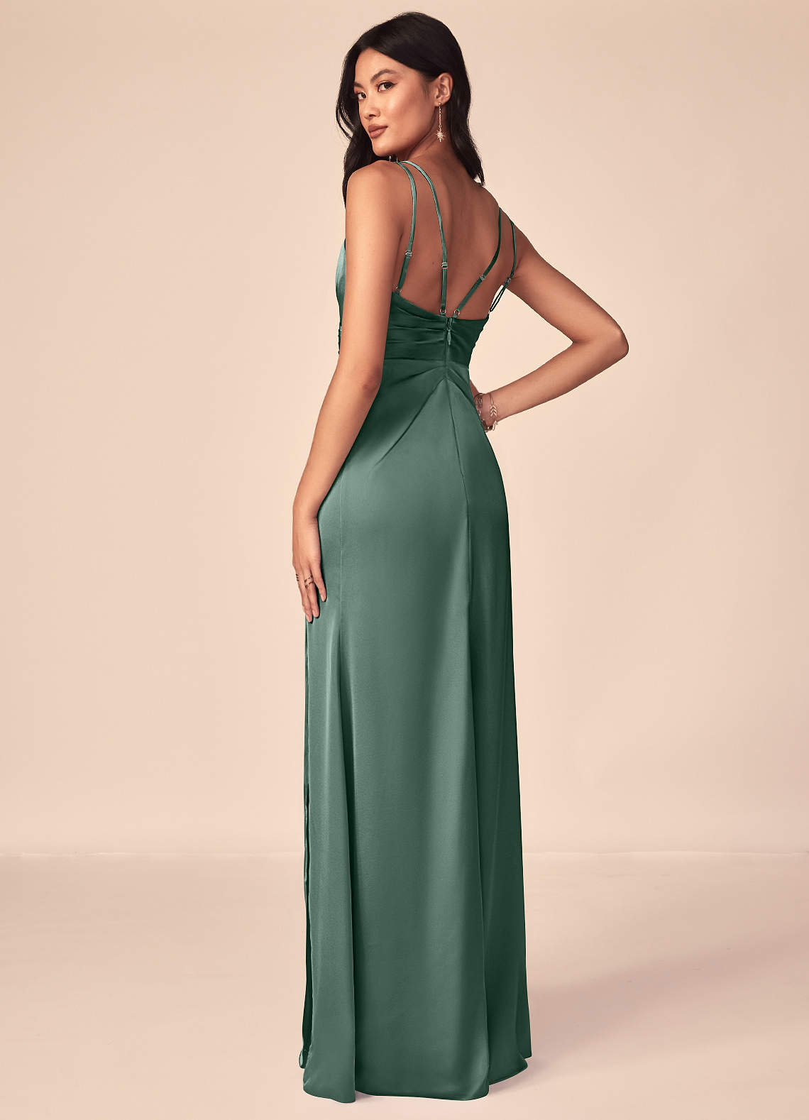 Azazie Aqua Eucalyptus Stretch Satin Bridesmaid Dresses | Azazie Azazie Aqua Eucalyptus Stretch Satin Bridesmaid Dresses | Azazie