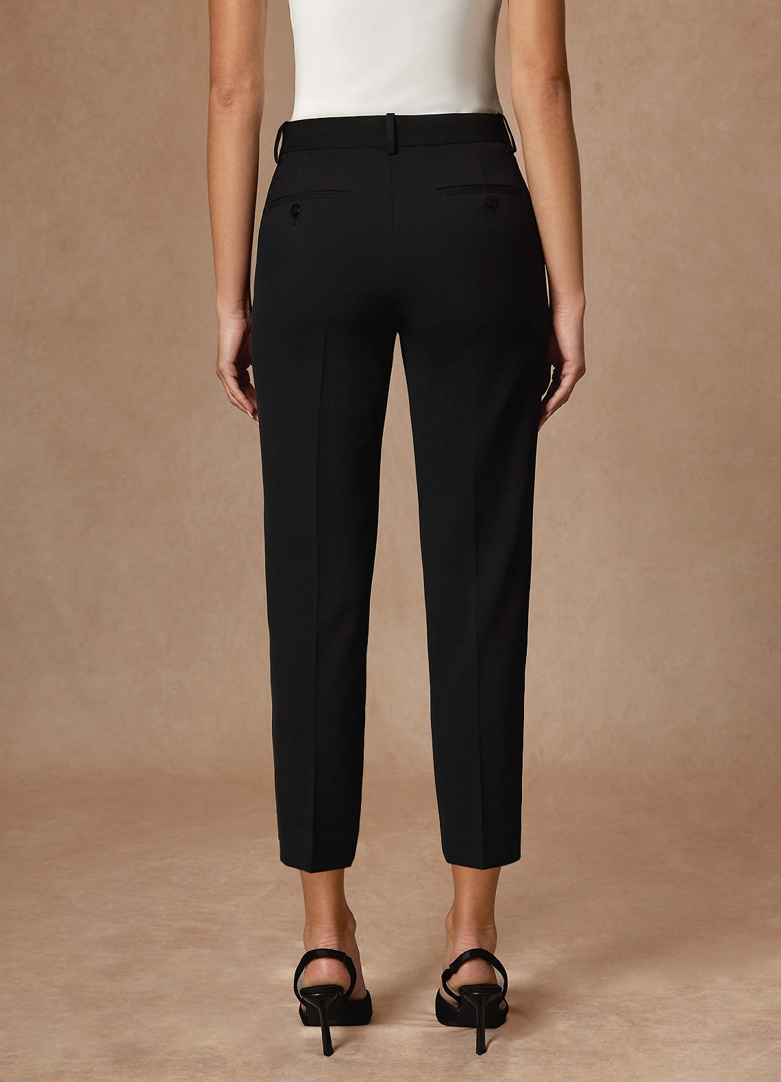 front Victoria Black Refined Weave Cropped Dress Pants