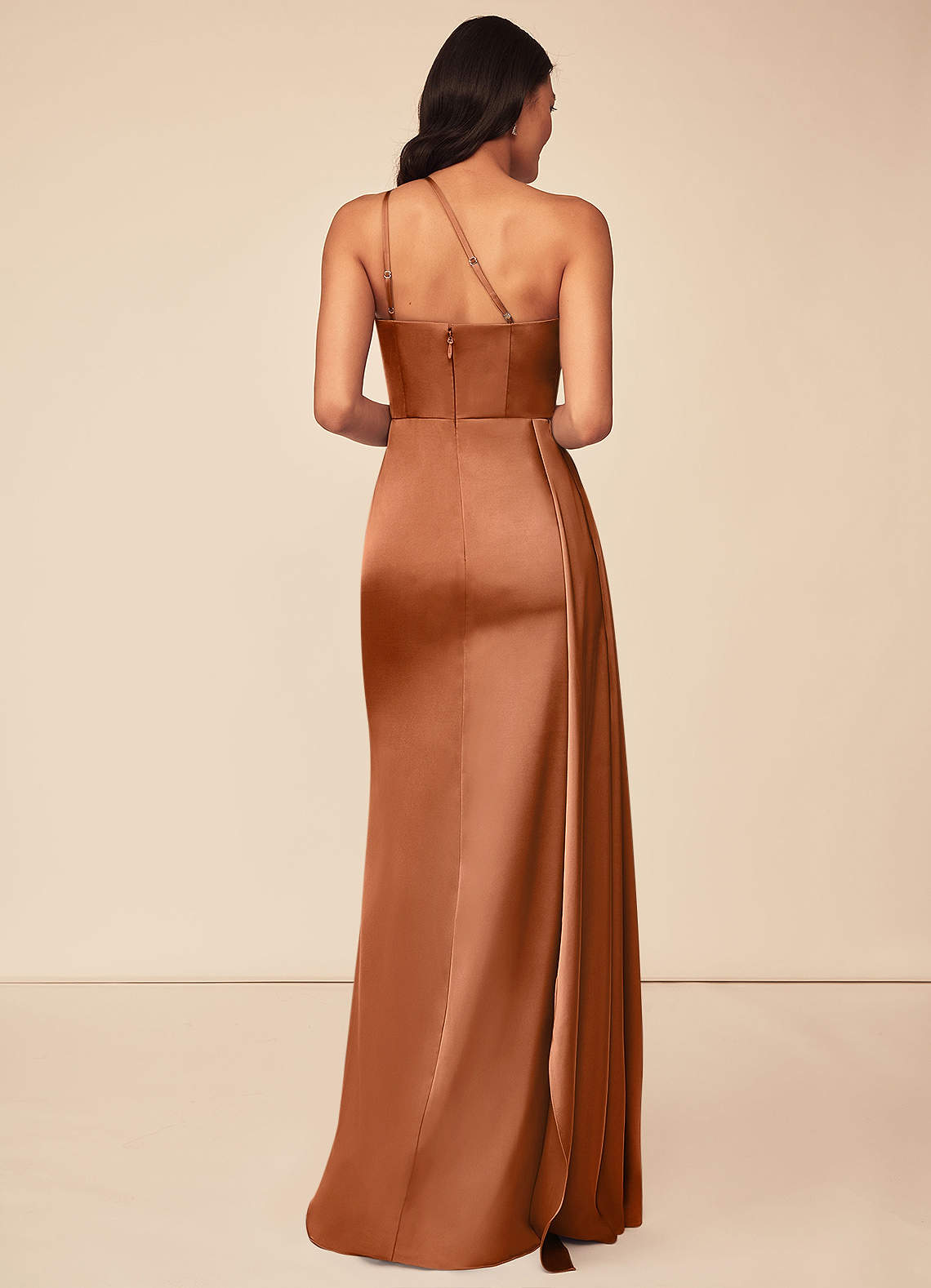 Azazie Maron Stretch Satin Dress Copper Bridesmaid Dresses | Azazie