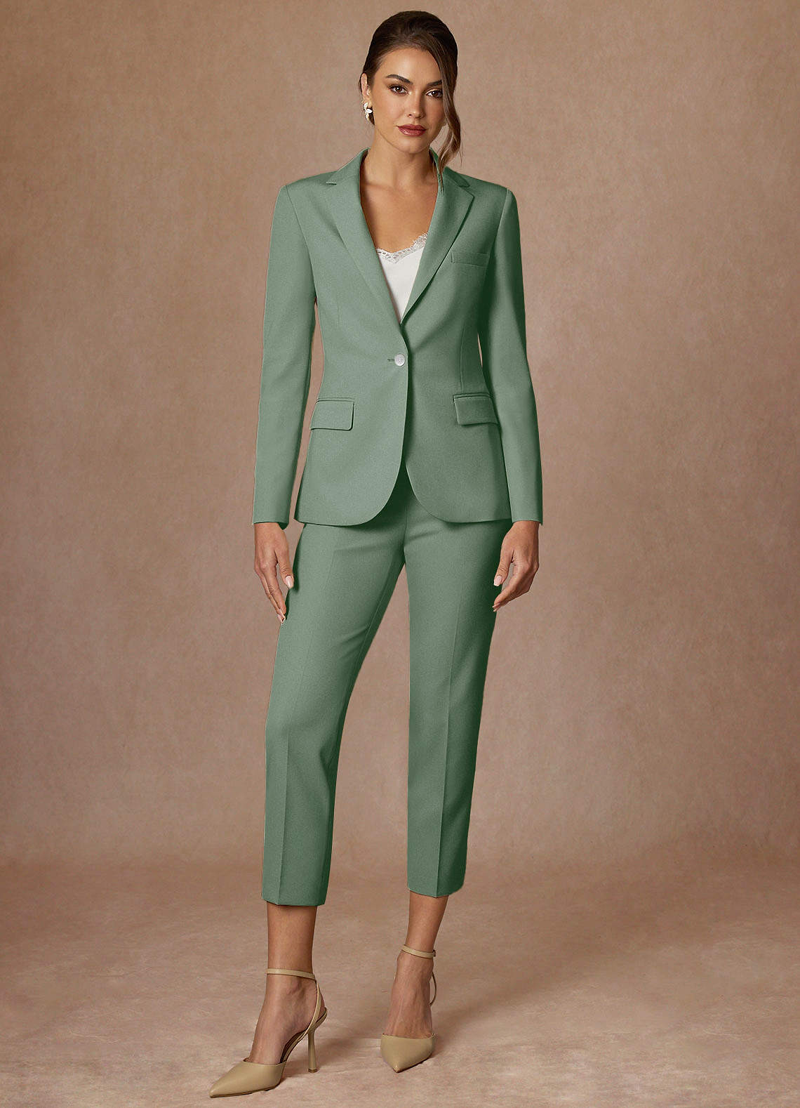 front Kennedy Matcha Structured Stretch Blazer